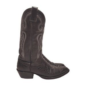 Vintage Handmade Caiman Alligator Cowboy Boots Mens 9.5 Brown Leather Western